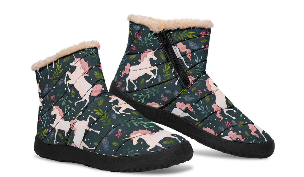 Unicorn Garden Faux Fur Ankle Boots