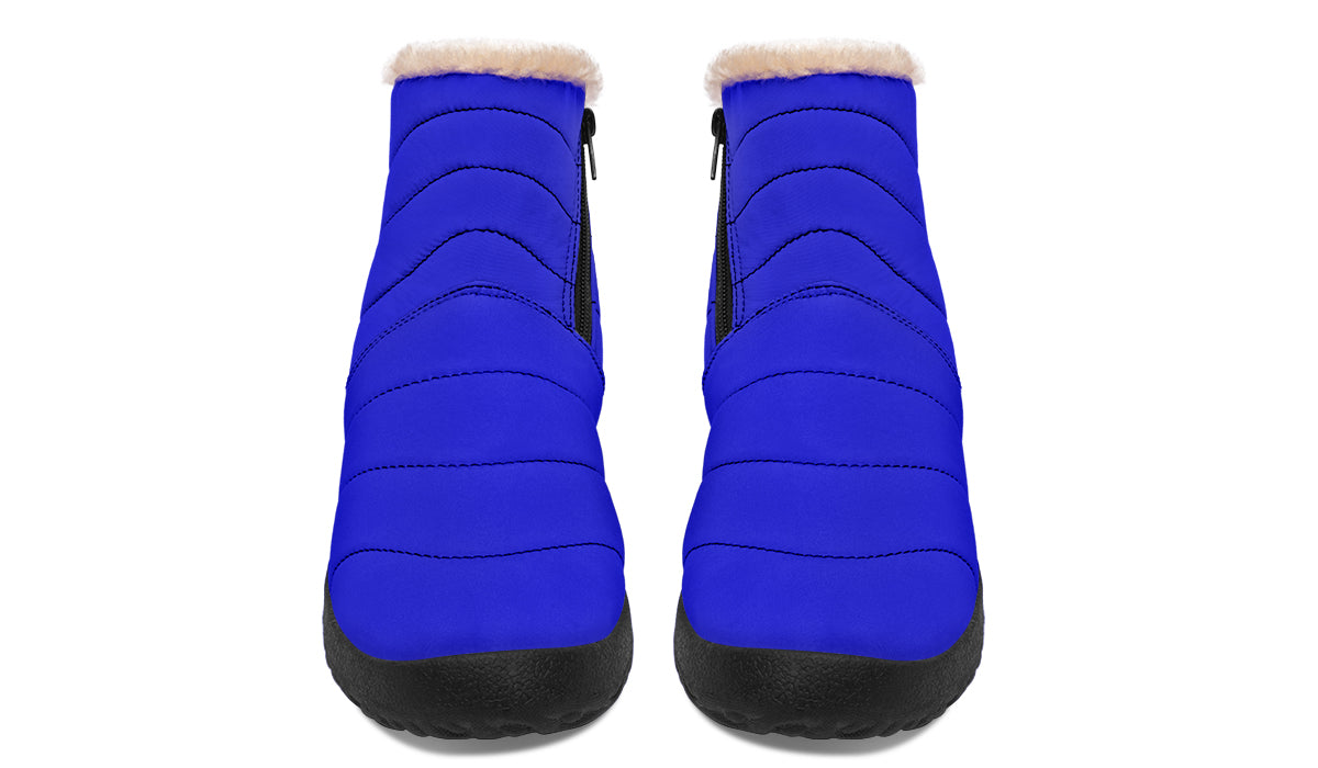 Vivid Blue Faux Fur Ankle Boots