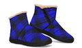 Vivid Blue Plaid Faux Fur Ankle Boots