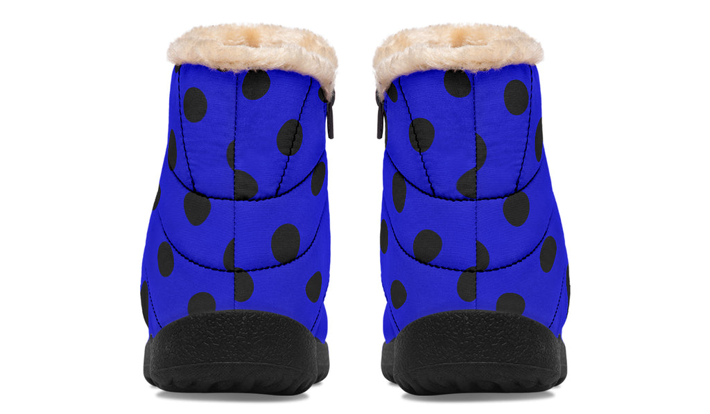 Vivid Blue Polka Dot Faux Fur Ankle Boots
