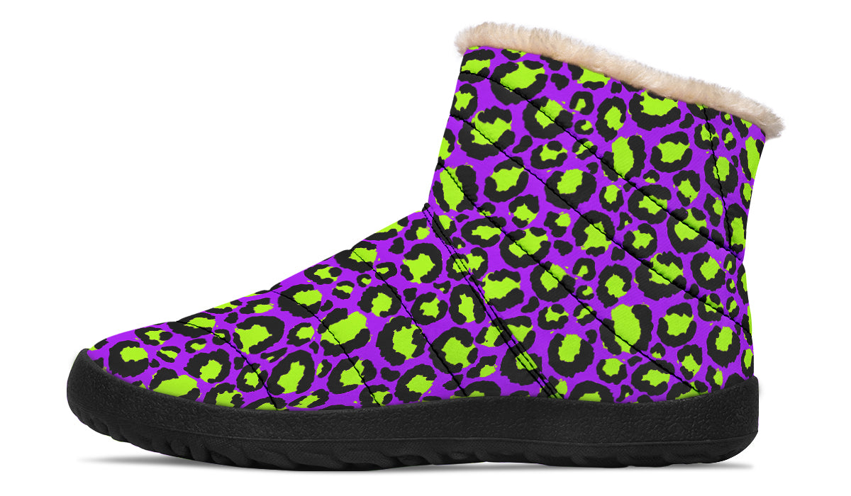 Zombie Leopard Faux Fur Ankle Boots