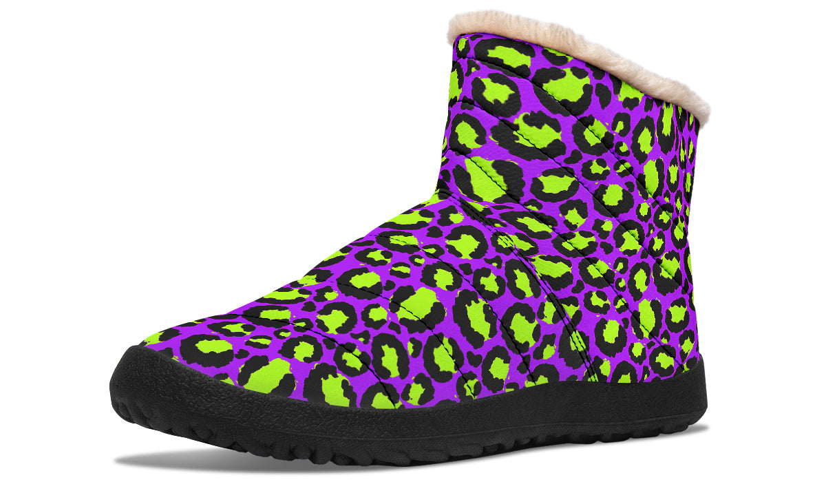 Zombie Leopard Faux Fur Ankle Boots