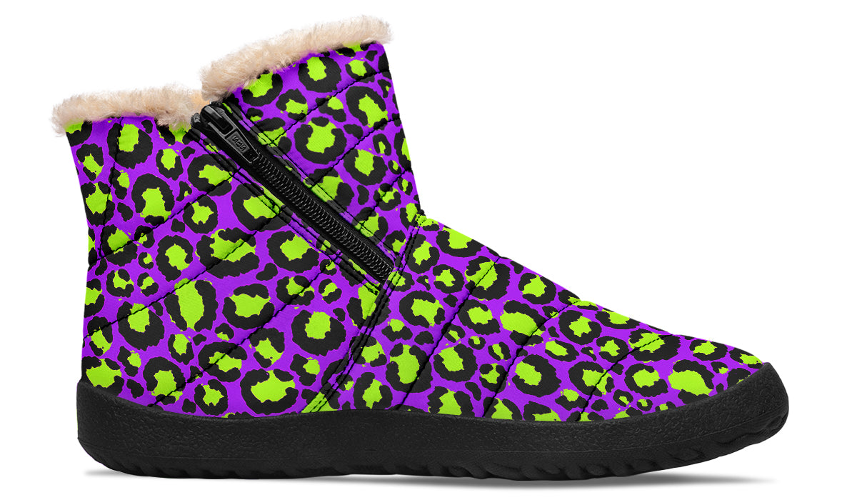 Zombie Leopard Faux Fur Ankle Boots