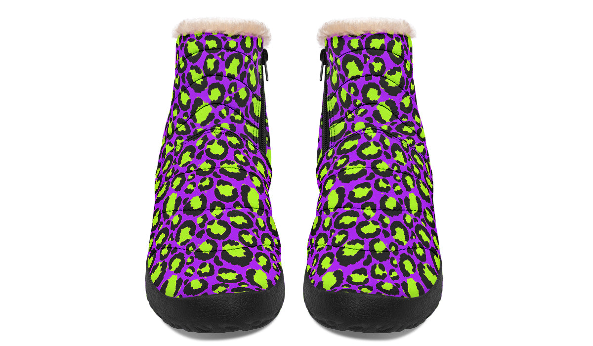 Zombie Leopard Faux Fur Ankle Boots