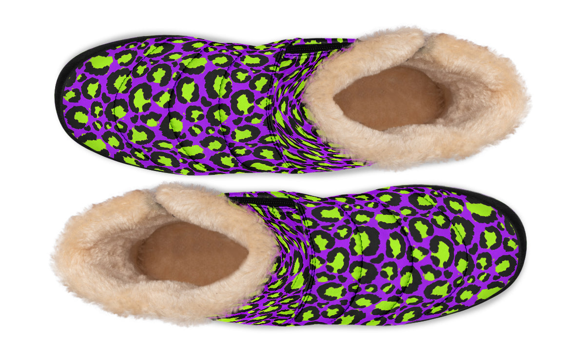 Zombie Leopard Faux Fur Ankle Boots