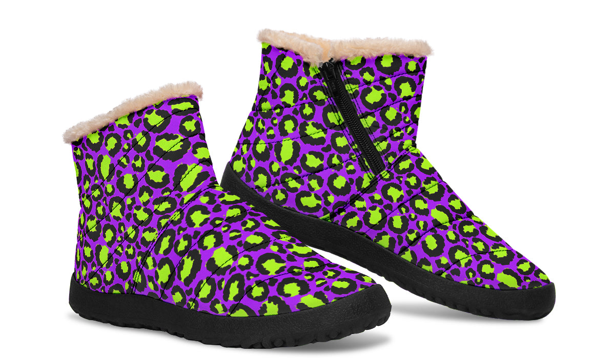 Zombie Leopard Faux Fur Ankle Boots