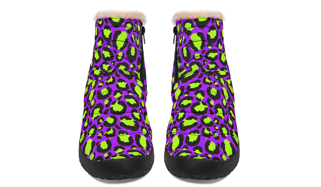 Zombie Leopard Faux Fur Ankle Boots