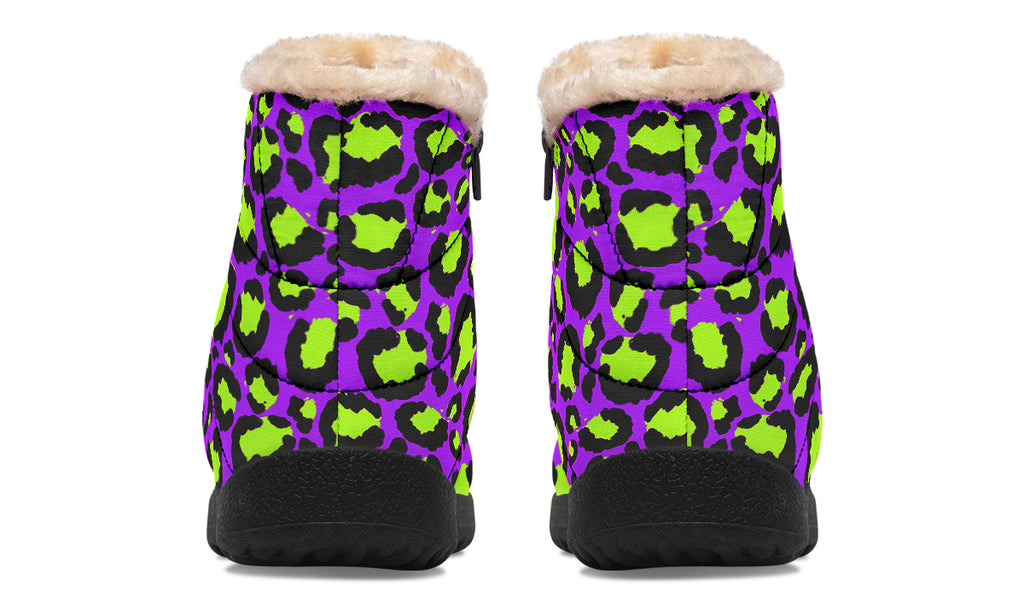 Zombie Leopard Faux Fur Ankle Boots