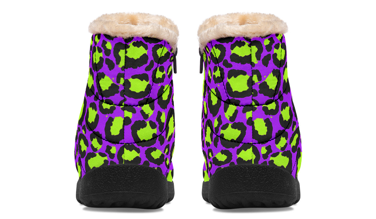 Zombie Leopard Faux Fur Ankle Boots