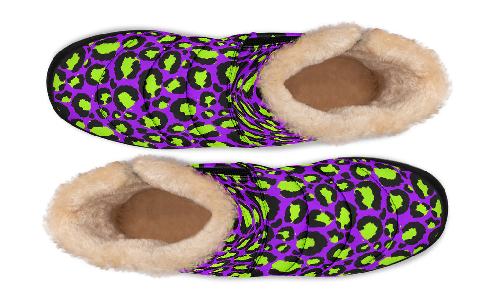Zombie Leopard Faux Fur Ankle Boots