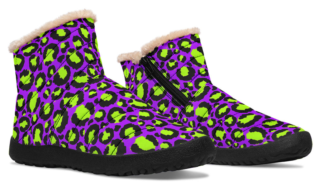Zombie Leopard Faux Fur Ankle Boots