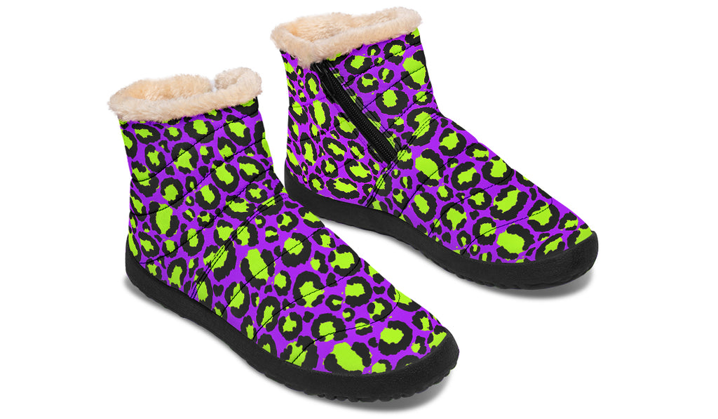 Zombie Leopard Faux Fur Ankle Boots