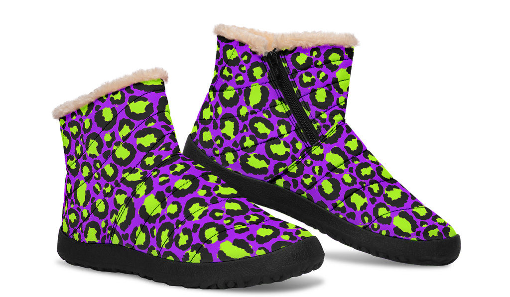 Zombie Leopard Faux Fur Ankle Boots