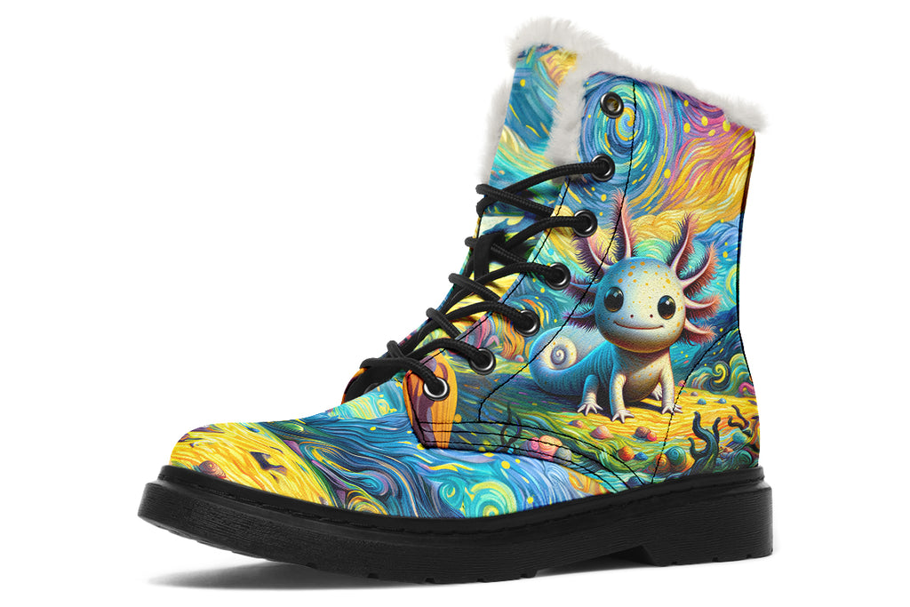 Adorable Axolotls Faux Fur Boots - Offbeat Sweetie