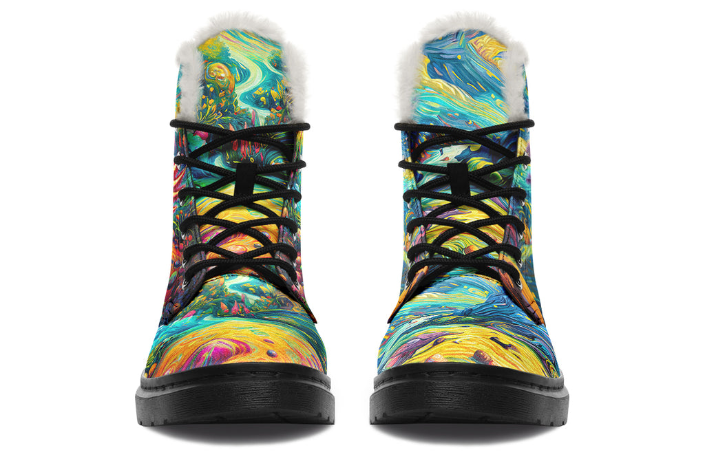 Adorable Axolotls Faux Fur Boots - Offbeat Sweetie