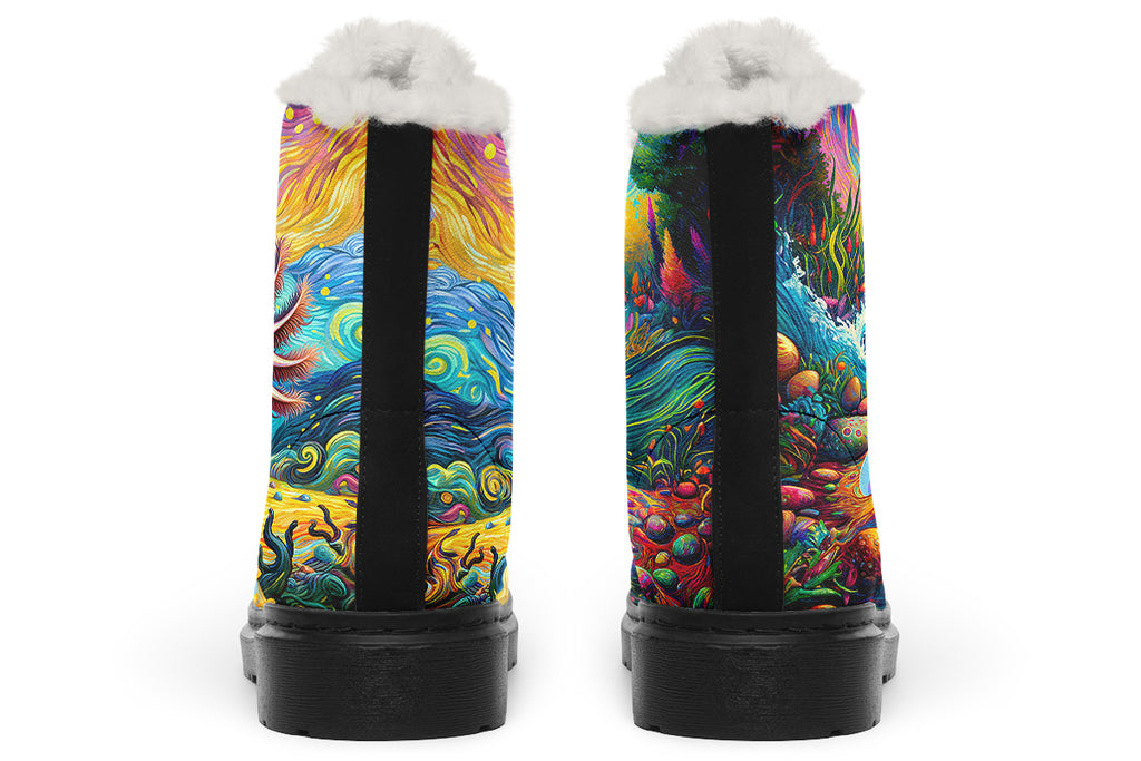 Adorable Axolotls Faux Fur Boots - Offbeat Sweetie