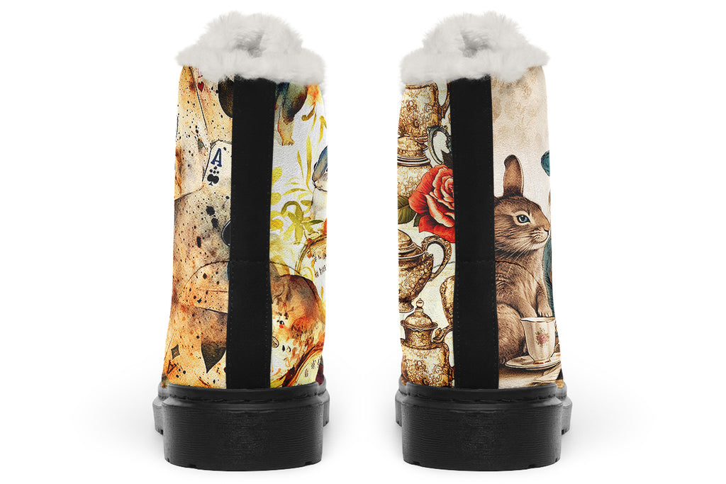 All Mad Here Faux Fur Boots - Offbeat Sweetie