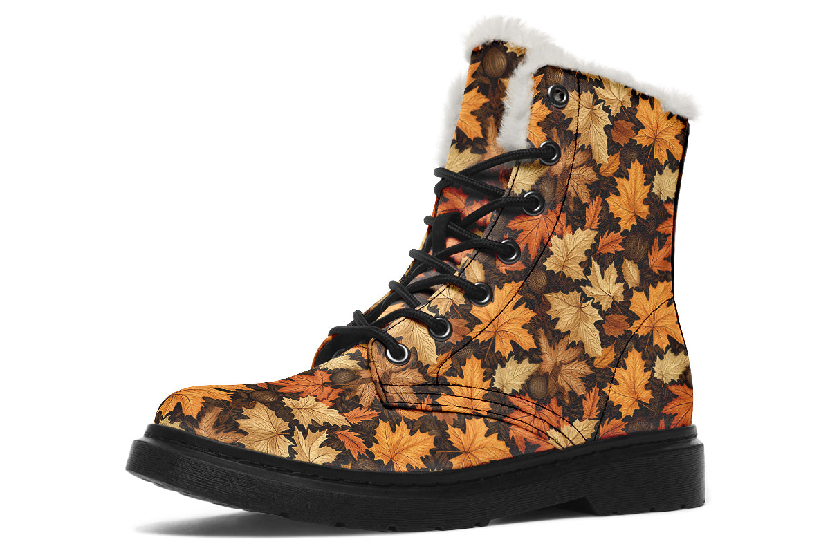 Autumn Leaves Faux Fur Boots - Offbeat Sweetie