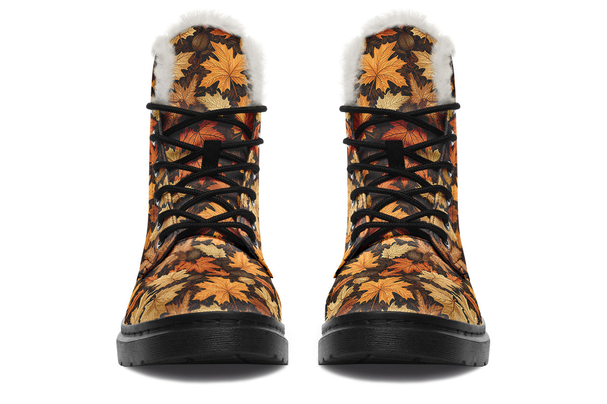 Autumn Leaves Faux Fur Boots - Offbeat Sweetie