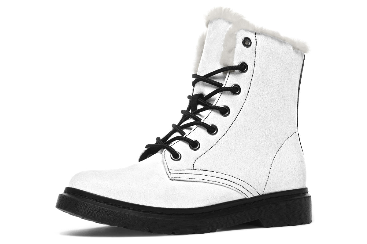 Black and White Mismatch Faux Fur Boots