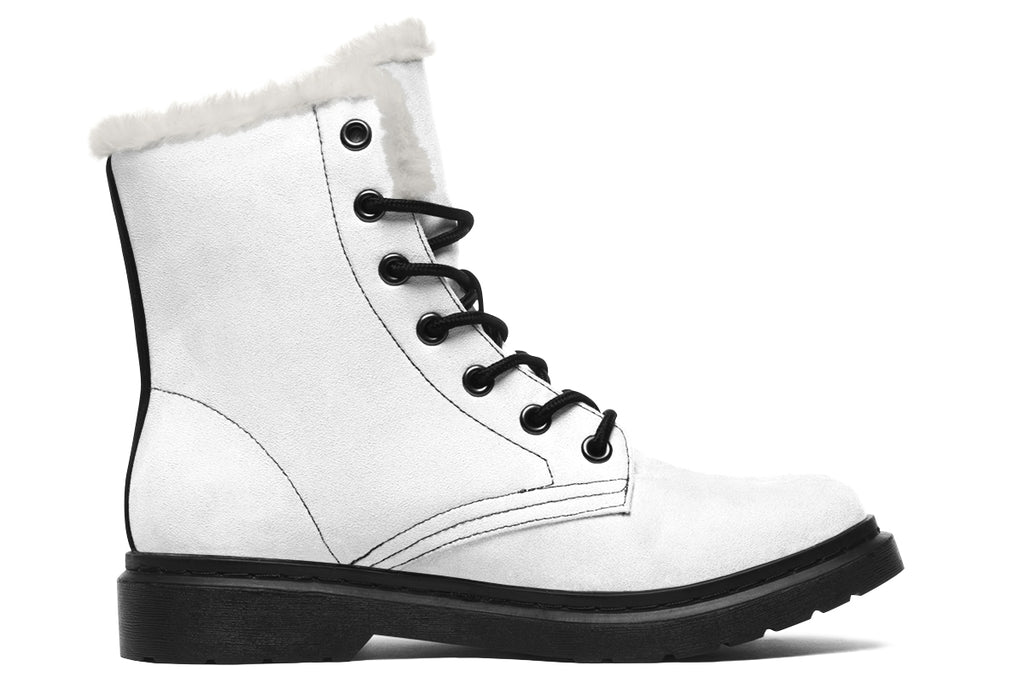 Black and White Mismatch Faux Fur Boots