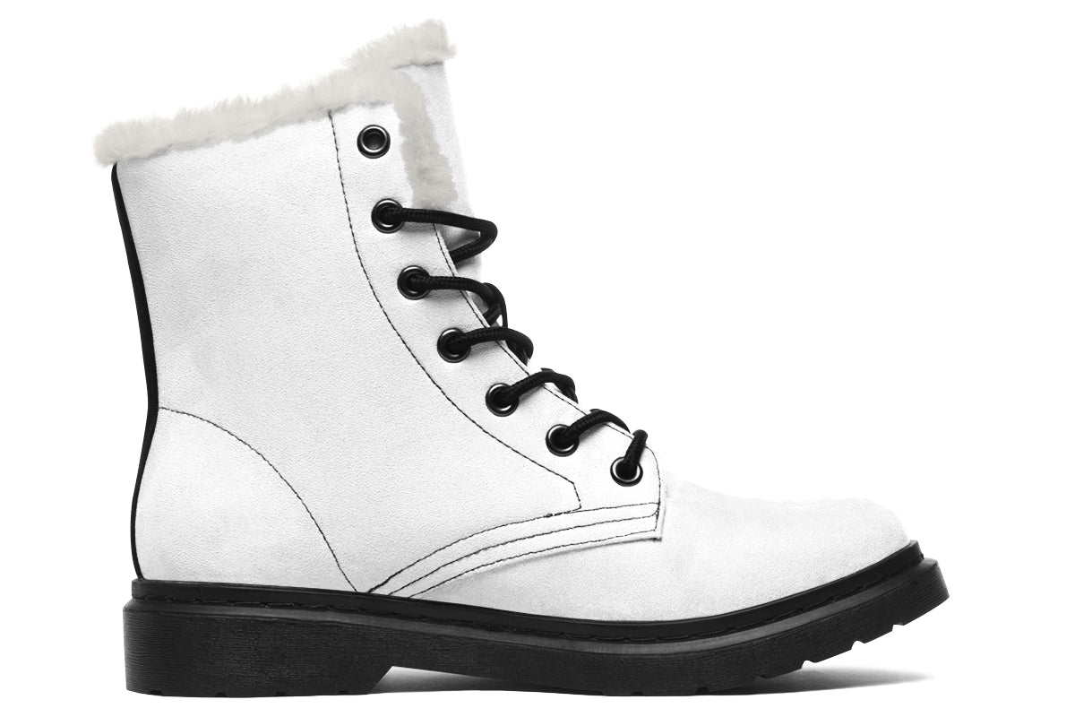 Black and White Mismatch Faux Fur Boots