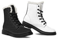 Black and White Mismatch Faux Fur Boots