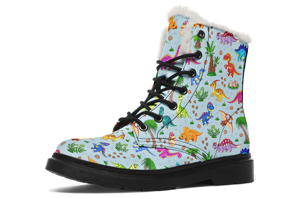 Blue Baby Dinos Faux Fur Boots - Offbeat Sweetie