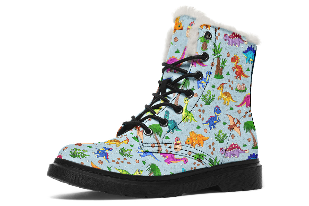 Blue Baby Dinos Faux Fur Boots - Offbeat Sweetie