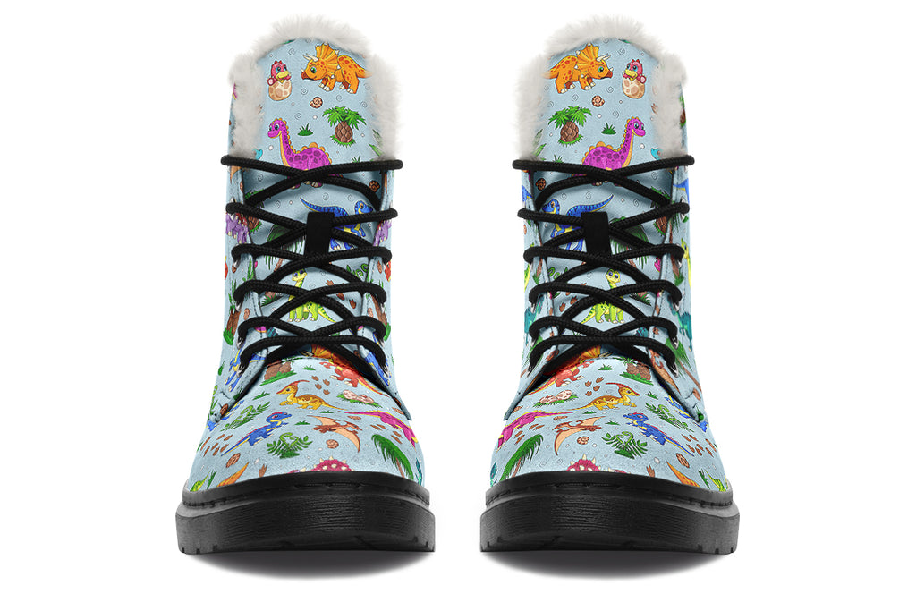 Blue Baby Dinos Faux Fur Boots - Offbeat Sweetie