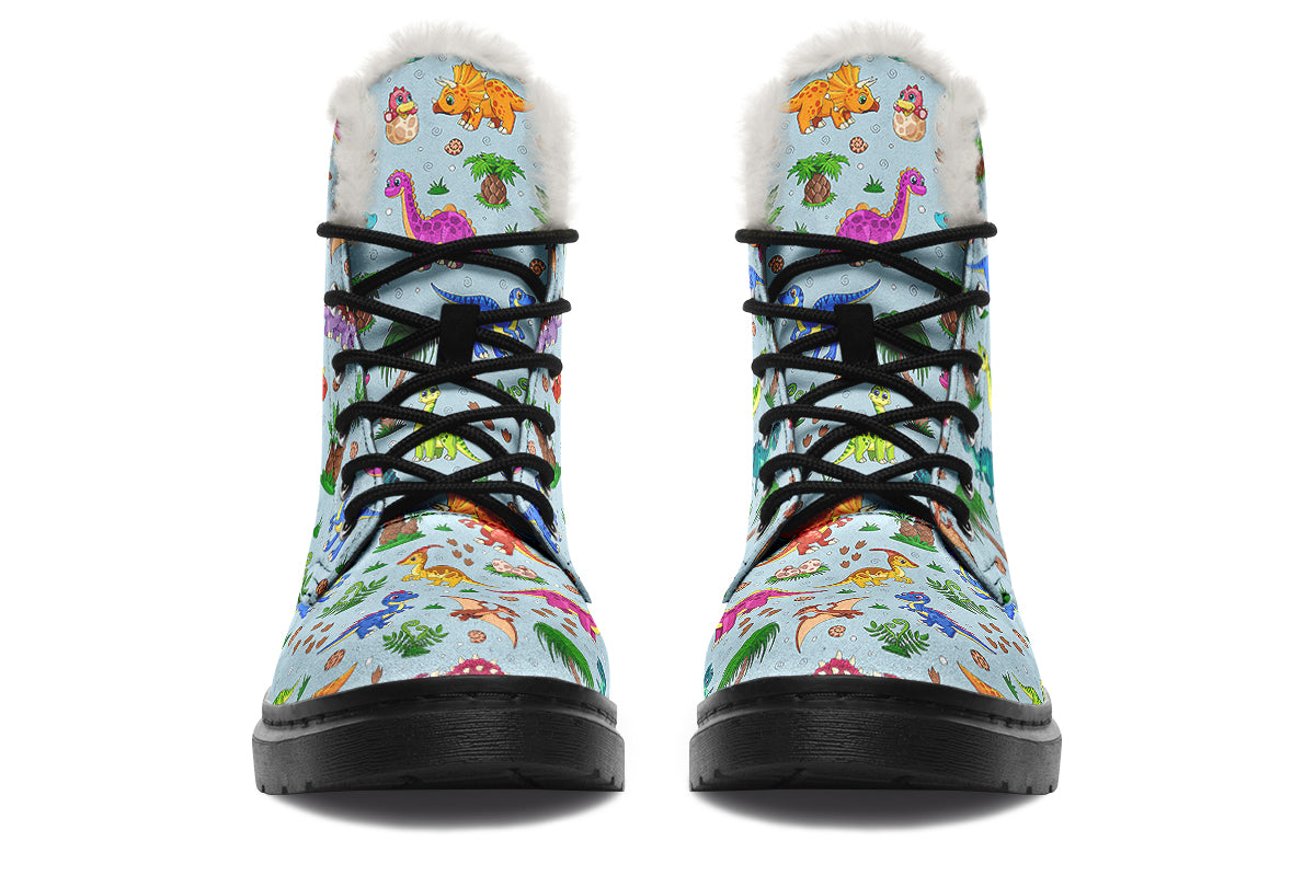 Blue Baby Dinos Faux Fur Boots - Offbeat Sweetie