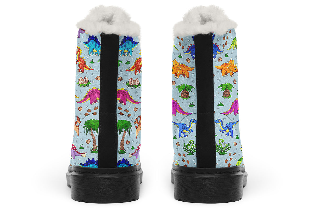 Blue Baby Dinos Faux Fur Boots - Offbeat Sweetie