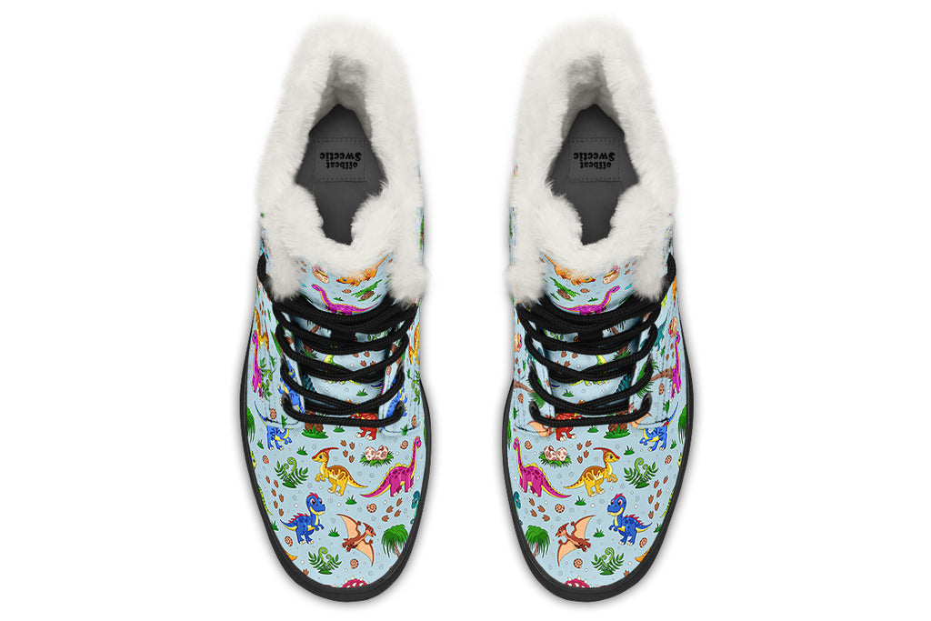 Blue Baby Dinos Faux Fur Boots - Offbeat Sweetie