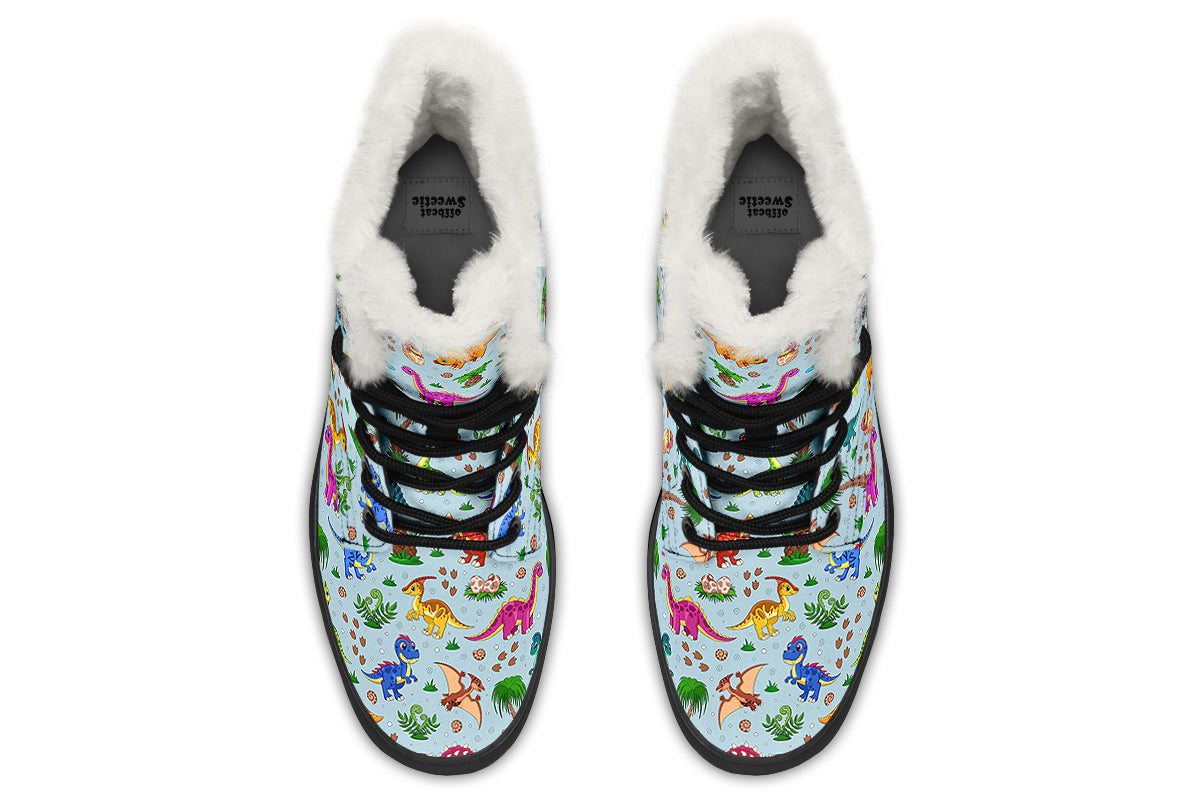 Blue Baby Dinos Faux Fur Boots - Offbeat Sweetie