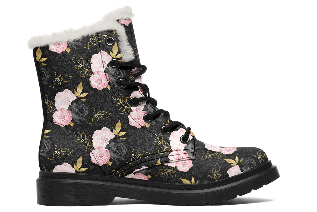 Blush Roses Faux Fur Boots - Offbeat Sweetie