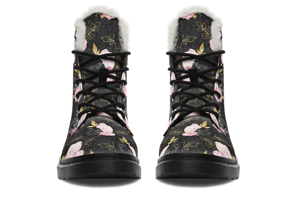 Blush Roses Faux Fur Boots - Offbeat Sweetie