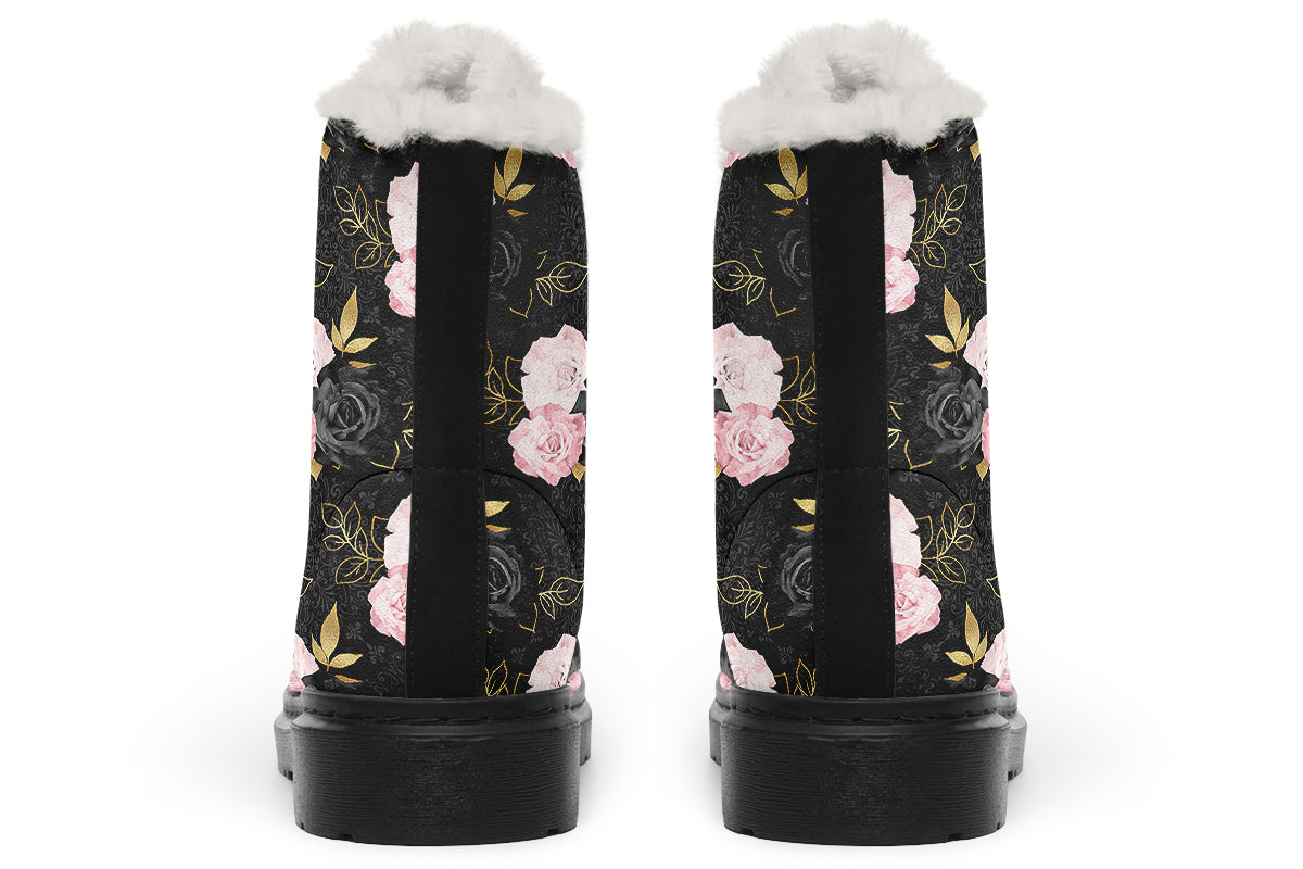 Blush Roses Faux Fur Boots - Offbeat Sweetie