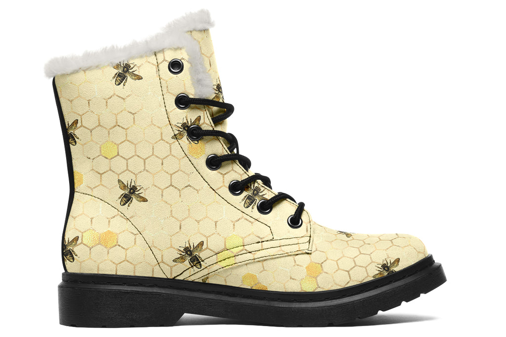 Busy Bees Faux Fur Boots - Offbeat Sweetie