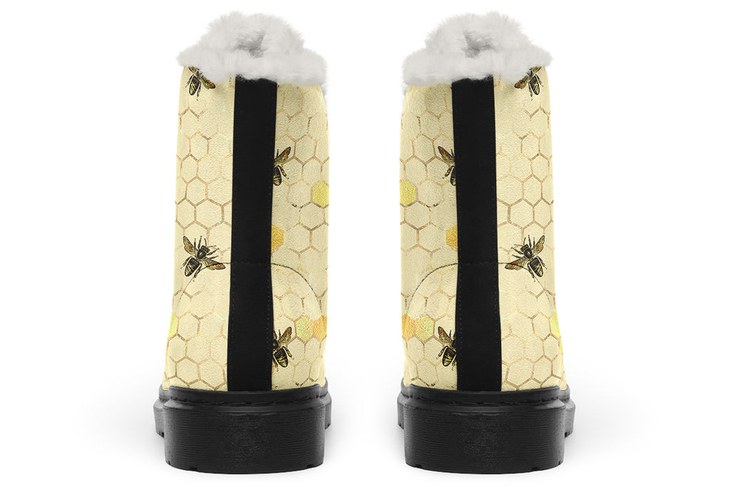 Busy Bees Faux Fur Boots - Offbeat Sweetie