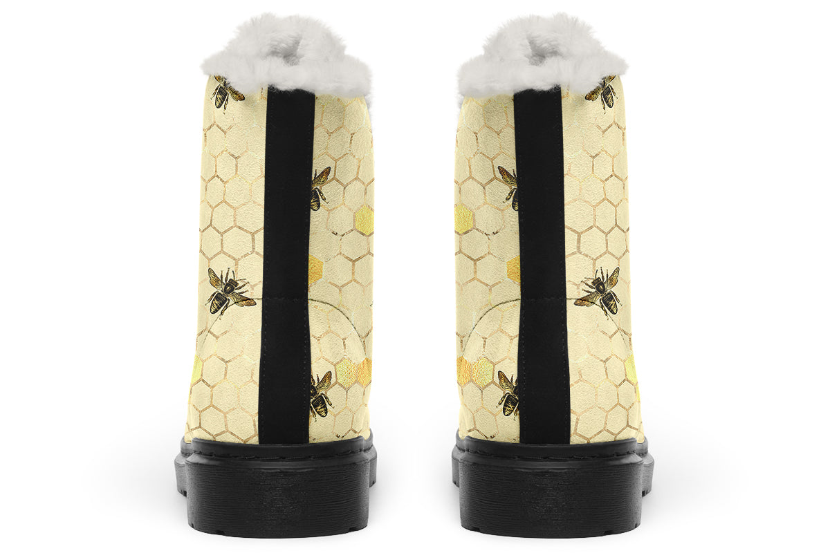 Busy Bees Faux Fur Boots - Offbeat Sweetie