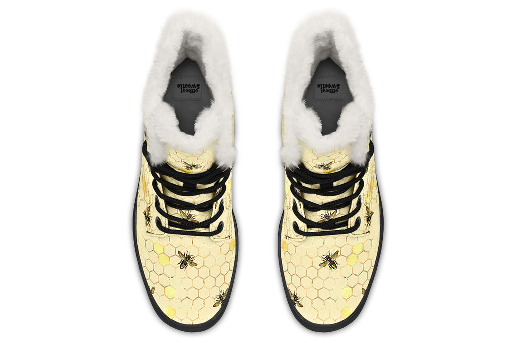 Busy Bees Faux Fur Boots - Offbeat Sweetie