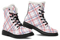 Candy Stripe Plaid Faux Fur Boots
