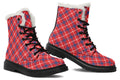 Cherry Red Plaid Faux Fur Boots