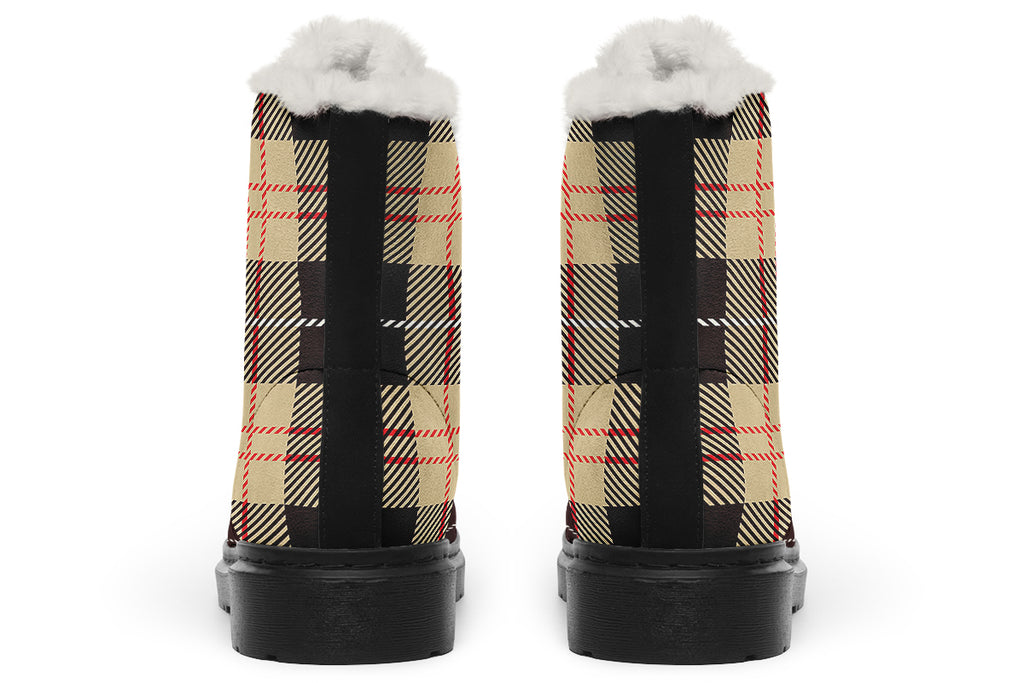 Choco Mocha Plaid Faux Fur Boots