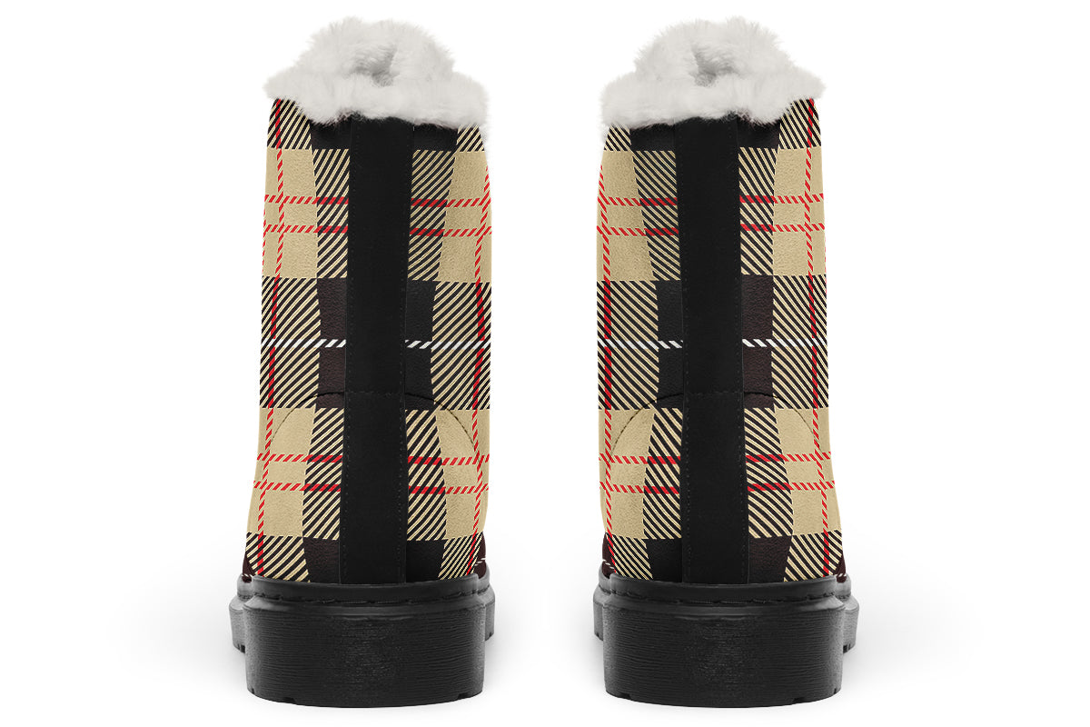 Choco Mocha Plaid Faux Fur Boots