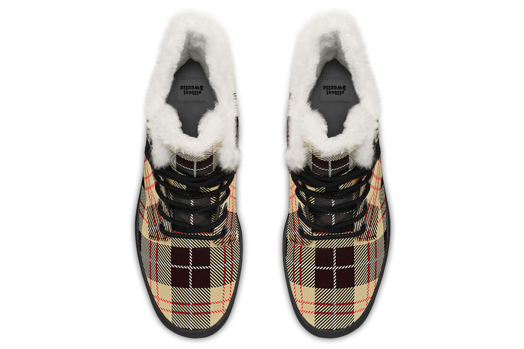 Choco Mocha Plaid Faux Fur Boots