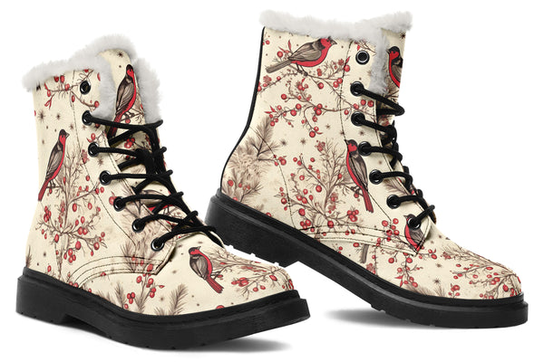 Christmas Birds Faux Fur Boots – Offbeat Sweetie