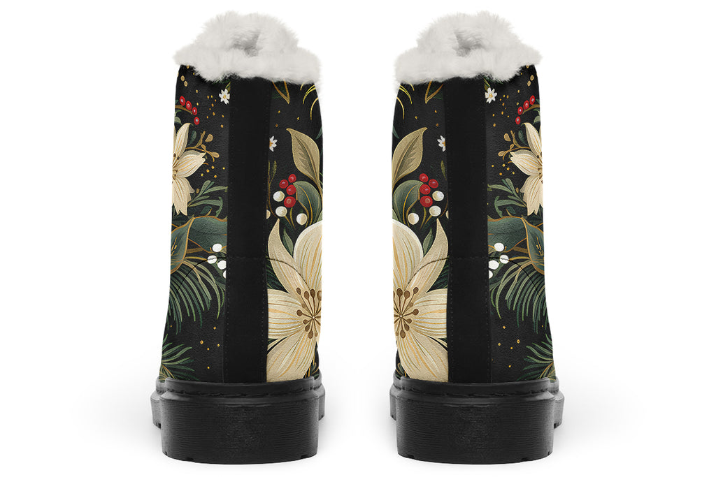Christmas Flora Faux Fur Boots - Offbeat Sweetie