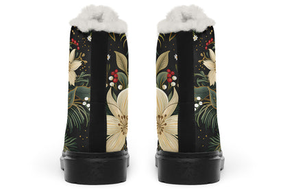 Christmas Flora Faux Fur Boots - Offbeat Sweetie