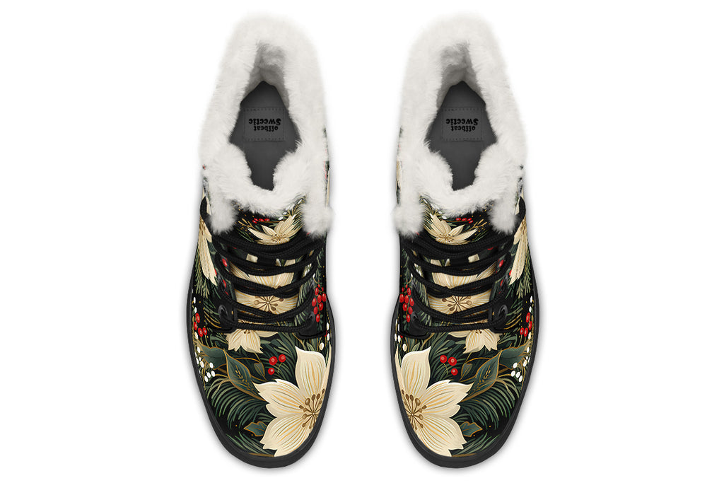 Christmas Flora Faux Fur Boots - Offbeat Sweetie